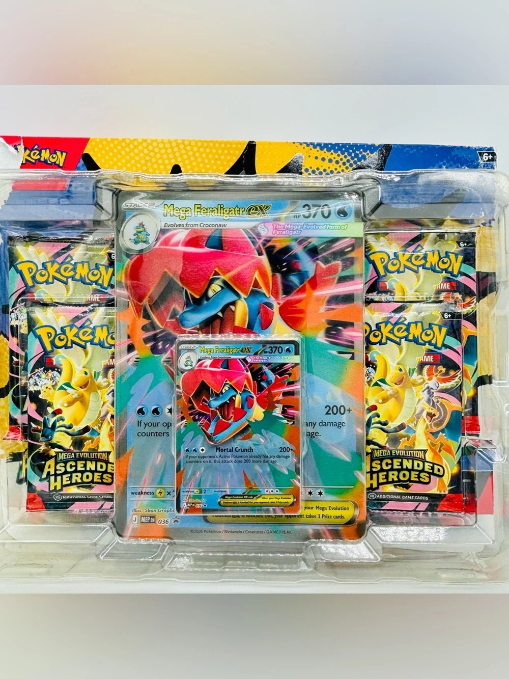 Pokemon TCG Mega Feraligatr ex Box Ascended Heroes Complete Sealed Damaged Box